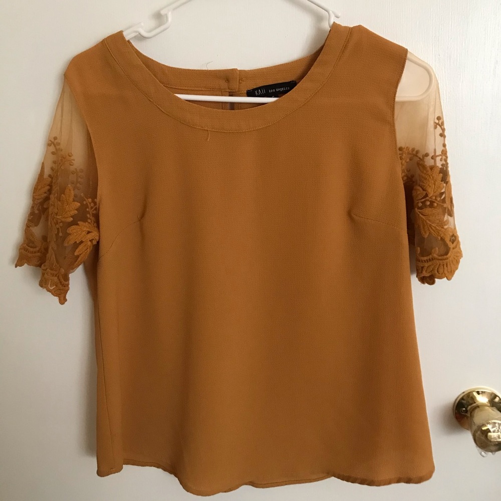 Kaii LA ShortSleeve Floral Top (Mustard Yellow)